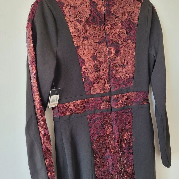 NEW GUESS Sequin Bodycon Dress Red Black Sexy Date Night Club Party Cocktail 12 - Picture 8 of 9